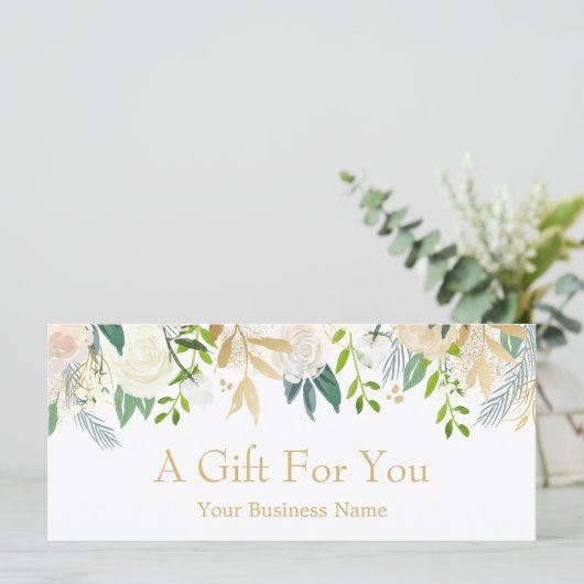 Cadeaubon Ivory Gold Floral Beauty Salon (Staand voorkant)