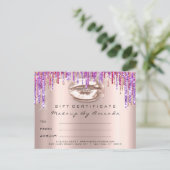 Cadeaubon Kiss Lips Makeup Rainbow Unicorn Briefkaart (Staand voorkant)