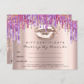 Cadeaubon Kiss Lips Makeup Rainbow Unicorn Briefkaart (Voorkant / Achterkant)