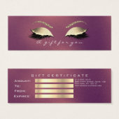 Cadeaubon koper Roos Gold Lashes Makeup Mini Visitekaartjes (Voorkant /achterkant)