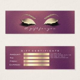 Cadeaubon koper Roos Gold Lashes Makeup Mini Visitekaartjes