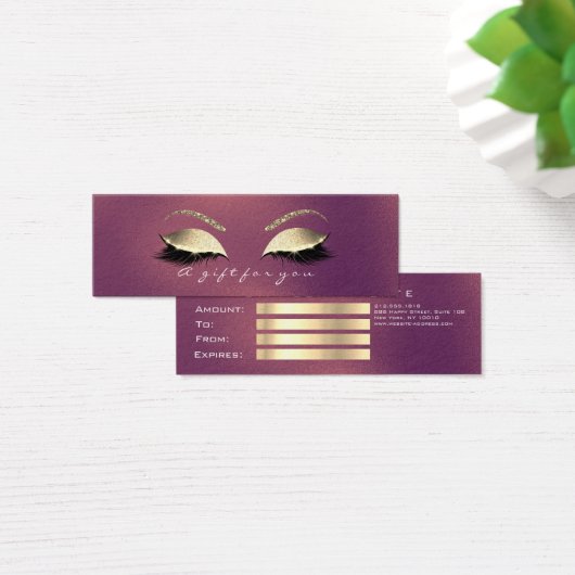 Cadeaubon koper Roos Gold Lashes Makeup Mini Visitekaartjes (Bureau)