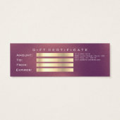 Cadeaubon koper Roos Gold Lashes Makeup Mini Visitekaartjes (Achterkant)