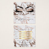 Cadeaubon Kopermarmer Glitter Lash Makeup Vierkante Visitekaartjes (Voorkant /achterkant)