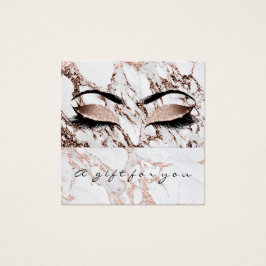 Cadeaubon Kopermarmer Glitter Lash Makeup Vierkante Visitekaartjes