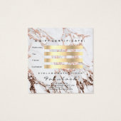 Cadeaubon Kopermarmer Glitter Lash Makeup Vierkante Visitekaartjes (Achterkant)