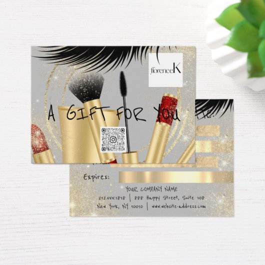 Cadeaubon Lash Make-up Esthetische Logo QR-code Visitekaartje (Bureau)