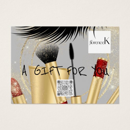 Cadeaubon Lash Make-up Esthetische Logo QR-code Visitekaartje (Voorkant)