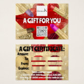 Cadeaubon Lash Make-up Logo QR rode lippen Visitekaartje (Voorkant /achterkant)
