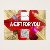 Cadeaubon Lash Make-up Logo QR rode lippen Visitekaartje (Voorkant)