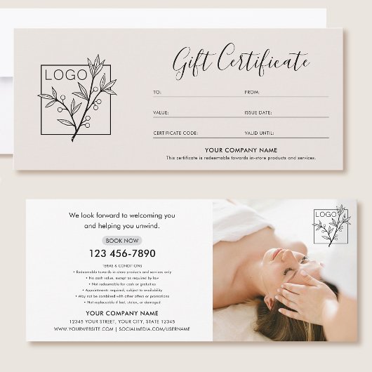 Cadeaubon Logo Foto Modern Off-Wit