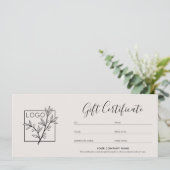 Cadeaubon Logo Foto Modern Off-Wit (Staand voorkant)