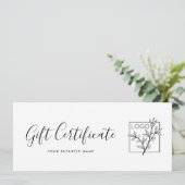 Cadeaubon Logo Script Minimalistisch Wit (Staand voorkant)