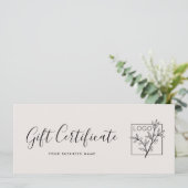 Cadeaubon Logo Script Minimalistisch Wit (Staand voorkant)