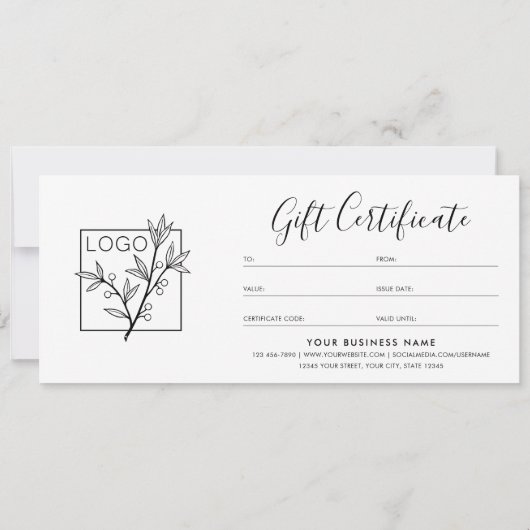 Cadeaubon Logo Script Minimalistisch Wit (Achterkant)
