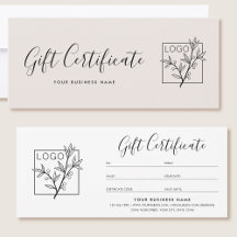 Cadeaubon Logo Script Minimalistisch Wit