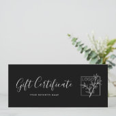 Cadeaubon Logo Script Minimalistisch Zwart (Staand voorkant)
