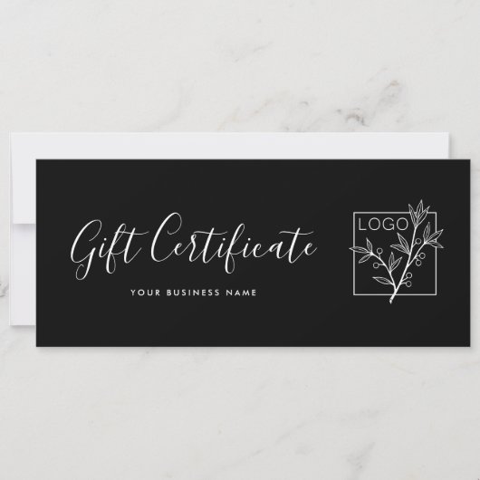 Cadeaubon Logo Script Minimalistisch Zwart (Voorkant)