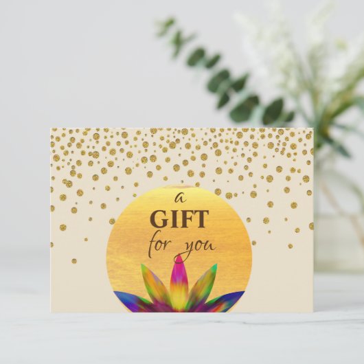 Cadeaubon Lotus Flower Yoga Meditation Informatiekaartje (Staand voorkant)