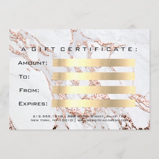 Cadeaubon Marble Copper Lash Beauty Makeup (Achterkant)