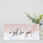 Cadeaubon Marble Roos Gold Scissors Haar (Staand voorkant)