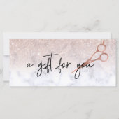 Cadeaubon Marble Roos Gold Scissors Haar (Voorkant)