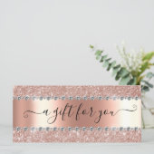 Cadeaubon Marmer Roze Goud Glitter Diamant (Staand voorkant)