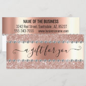 Cadeaubon Marmer Roze Goud Glitter Diamant (Voorkant / Achterkant)