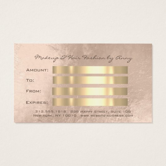 Cadeaubon Mermaid Gold Hairdresser Makeup Visitekaartje (Achterkant)
