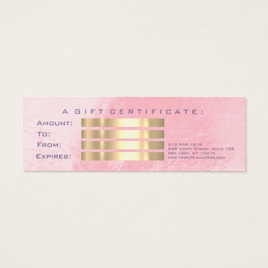 Cadeaubon Mermaid Hairdresser Makeup Mini Visitekaartjes (Achterkant)