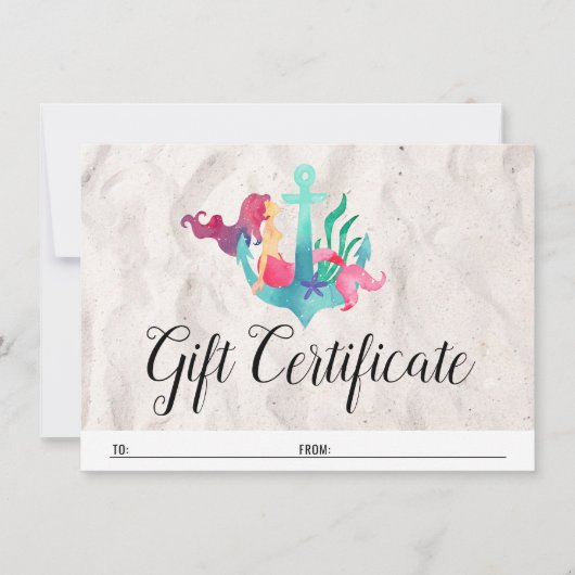 Cadeaubon Mermaid op anker Nautical Kaart (Voorkant)