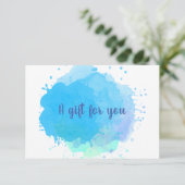 Cadeaubon met blauwe waterverfspatten Creatieve ca (Staand voorkant)
