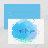 Cadeaubon met blauwe waterverfspatten Creatieve ca (Voorkant / Achterkant)