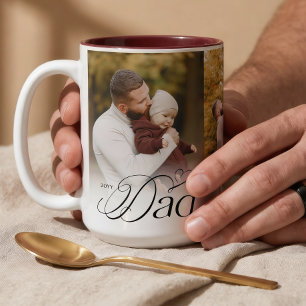 Cadeaubon met foto collage voor papa eerste Vaderd Tweekleurige Koffiemok