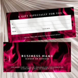 Cadeaubon met moderne roze vlammen