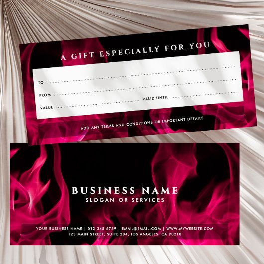Cadeaubon met moderne roze vlammen
