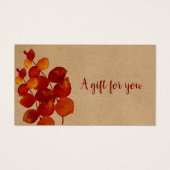 Cadeaubon met rustieke eucalyptusblaadjes visitekaartje (Voorkant)