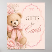 Cadeaubon met vintage teddybeer en kaarten poster (Voorkant)