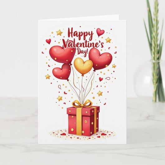 Cadeaubon met vreugdevolle harten kaart (Voorkant)