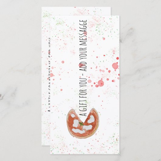 Cadeaubon met waterverf pizza (Voorkant / Achterkant)