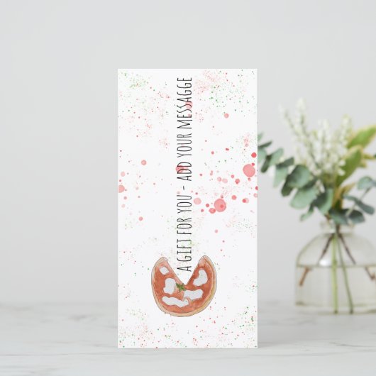 Cadeaubon met waterverf pizza (Staand voorkant)