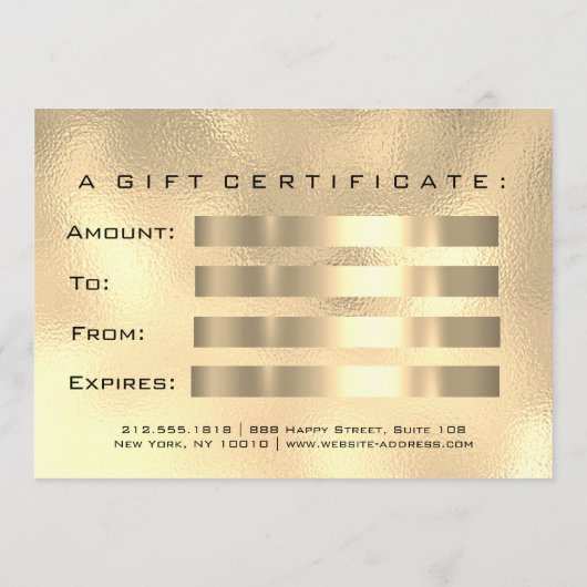 Cadeaubon Metallic Gold Lash Beauty Makeup (Achterkant)