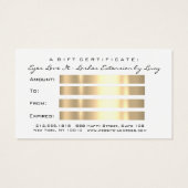 Cadeaubon Metallic Gold Lash White Makeup Visitekaartje (Achterkant)