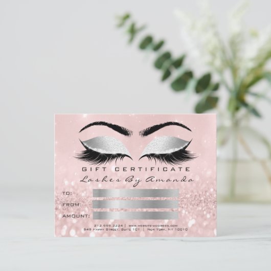 Cadeaubon Microbl Gray Cosmetoloog Lashes Briefkaart (Staand voorkant)