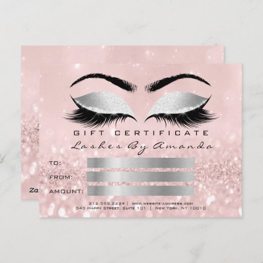 Cadeaubon Microbl Gray Cosmetoloog Lashes Briefkaart (Voorkant / Achterkant)