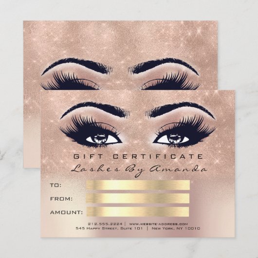 Cadeaubon Microblading Cosmetoloog Lash 1 Briefkaart (Voorkant / Achterkant)