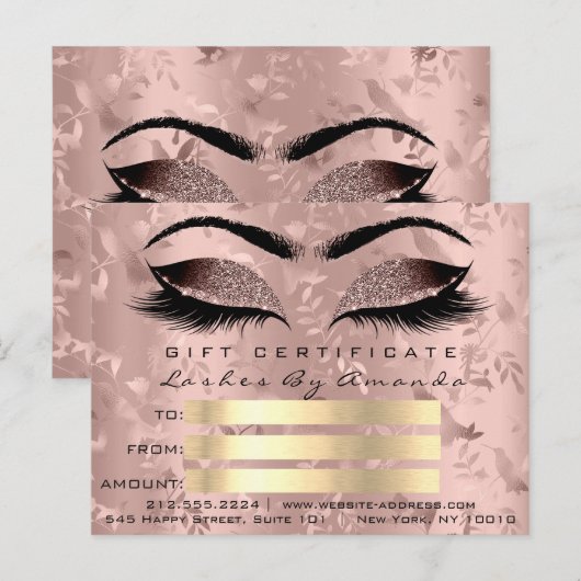 Cadeaubon Microblading Roos Lashes Makeup Briefkaart (Voorkant / Achterkant)