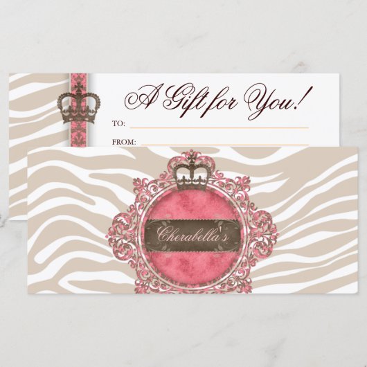 Cadeaubon Mode Salon Jewelry Zebra (Voorkant / Achterkant)