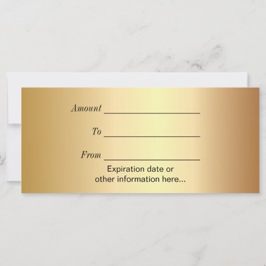 Cadeaubon | Modern donkerbruin marmer Gold-etiket (Achterkant)