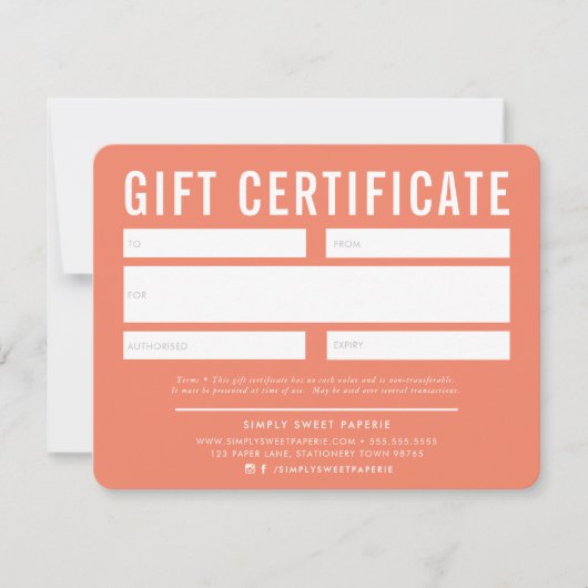 CADEAUBON modern zakelijk sinaasappel wit (Voorkant)